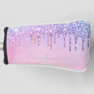 Rainbow glitter sparkle script modern girly script golfheadcover