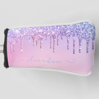Rainbow glitter sparkle script modern girly script golfheadcover