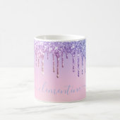 Rainbow glitter sparkle script modern girly script koffiemok (Center)