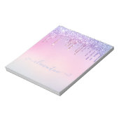 Rainbow glitter sparkle script modern girly script notitieblok (Gedraaid)