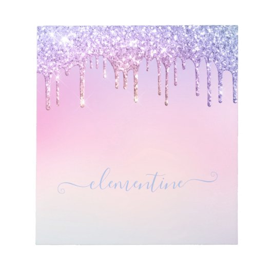 Rainbow glitter sparkle script modern girly script notitieblok (Voorkant)