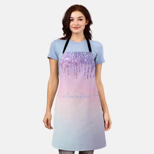 Rainbow glitter sparkle script modern girly script schort (Gedragen)