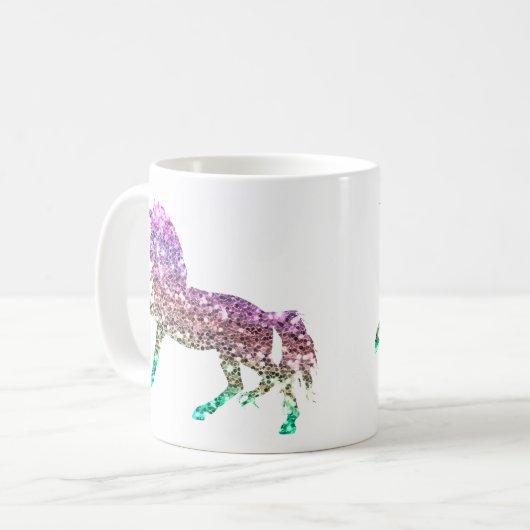 Rainbow Glitter Sparkle Unicorn Iridescent Mok (Voorkant links)