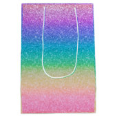 Rainbow Glitter Sparkle  Verjaardagsfeestje Glam Medium Cadeauzakje (Achterkant)