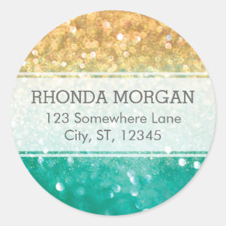Rainbow Glitter Stickers - Blauwgroen, Goud