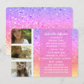 Rainbow Glitter: uitnodiging voor een fotofeestje (Voorkant / Achterkant)