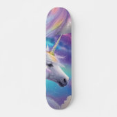 Rainbow Glitter Unicorn Fantasy Pastel Cloudy Sky Skateboard (Voorkant)