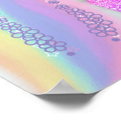 Rainbow Glitter Unicorn Girls, gepersonaliseerd Poster (Hoek)