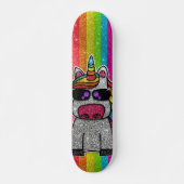 Rainbow Glitter Unicorn Sparkly Gold Sparkles Sk8r Skateboard (Voorkant)
