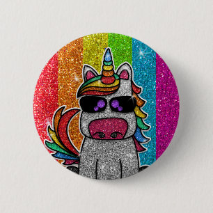 Rainbow Glitter Unicorn Sparkly LGBTQ Sparkles Ronde Button 5,7 Cm