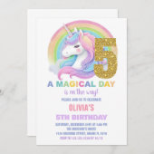 Rainbow Glitter Unicorn Verjaardag Uitnodigingen (Voorkant / Achterkant)