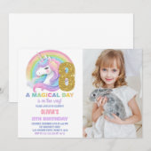 Rainbow Glitter Unicorn Verjaardag Uitnodigingen f (Voorkant / Achterkant)