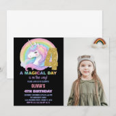 Rainbow Glitter Unicorn Verjaardag Uitnodigingen f (Voorkant / Achterkant)