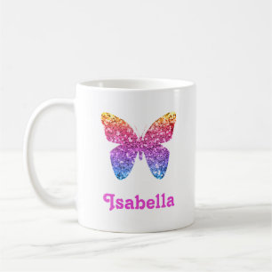 Rainbow Glitter Vlinder Schattige Meisje Gepersona Koffiemok