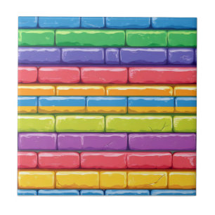 Rainbow Glossy Brick Pattern Tegeltje