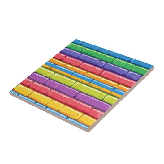 Rainbow Glossy Brick Pattern Tegeltje (Zijkant)