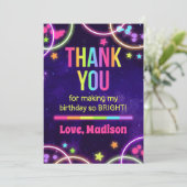 Rainbow Glow Birthday Party Dank jullie kaarten (Staand voorkant)