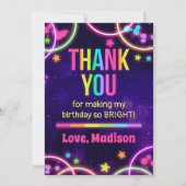 Rainbow Glow Birthday Party Merci Cartes (Devant)