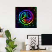Rainbow Glow Peace Sign Poster (Thuiskantoor)
