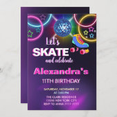 Rainbow Glow Roller Schaatsen Disco Party Verjaard Kaart (Voorkant / Achterkant)