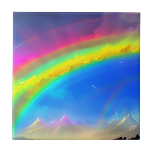 Rainbow Glow Sky Tegeltje (Voorkant)