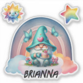 Rainbow Gnome Dreams,  Cloud Sticker (Voorkant)
