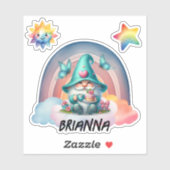 Rainbow Gnome Dreams, Sticker Cloud personnalisabl (Feuille)