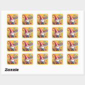 Rainbow Gnome Flower Basket Snoep Vierkante Sticker (Vel)