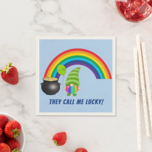 Rainbow Gnome Pot of Gold St Patricks Cocktail Servet