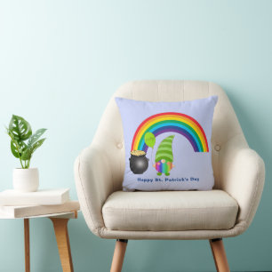 Rainbow Gnome Pot of Gold St Patricks Day Kussen