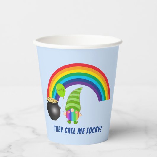 Rainbow Gnome Pot of Gold St Patricks Day Papieren Bekers (Voorkant)