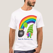 Rainbow Gnome Pot of Gold St Patricks Day Unisex T-shirt (Voorkant)