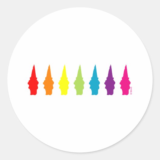 Rainbow Gnomes Ronde Sticker (Voorkant)