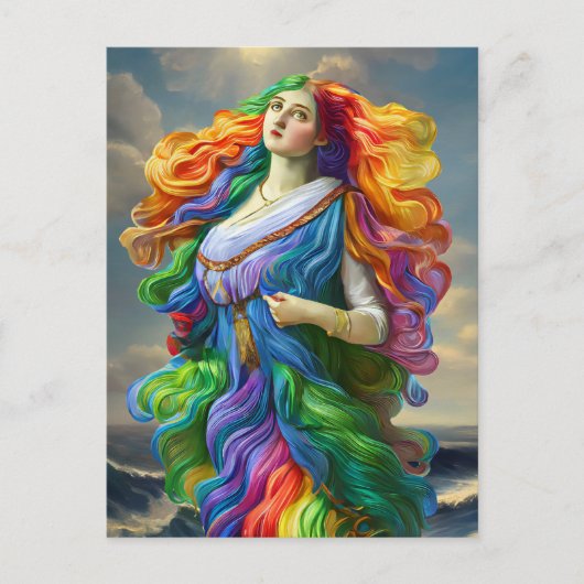 Rainbow Goddess digitale schilderij originele kuns Briefkaart (Voorkant)