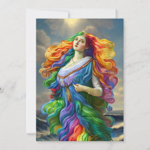 Rainbow Goddess digitale schilderij originele kuns Feestdagenkaart