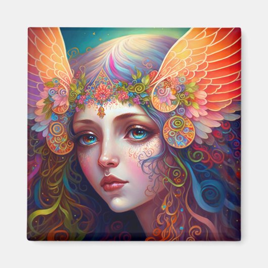 Rainbow Goddess Fantasy Art Magnet Magneet (Voorkant)