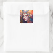 Rainbow Goddess Fantasy Art Square Sticker (Tas)