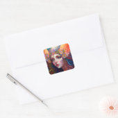 Rainbow Goddess Fantasy Art Square Sticker (Envelop)
