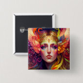 Rainbow Goddess Fantasy Art Vierkante Button 5,1 Cm (Voorkant /achterkant)