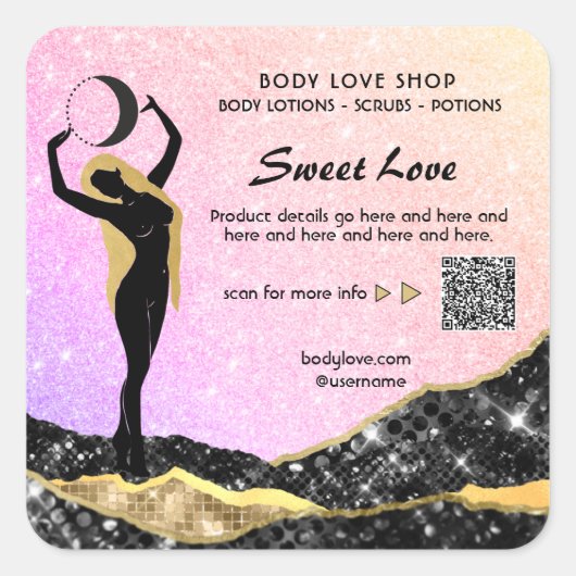 *~* RAINBOW Goddess Inention Spell AP24 Lavender Vierkante Sticker (Voorkant)