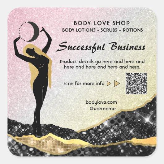 *~* Rainbow Goddess Inention Spell AP24 Ombre Vierkante Sticker (Voorkant)