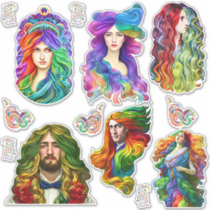 Rainbow Gods Goddess Dragons Fantasy art Sticker
