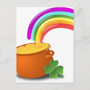 Rainbow Gold Pot Lucky Irish Sky Ierland Briefkaart