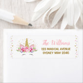 Rainbow Gold Unicorn Étiquette de adresse de fête  (En situation)