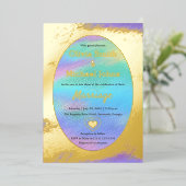 Rainbow Golden abstract schilderen Weddenschap Folie Feestdagenkaart (Staand Voorkant)