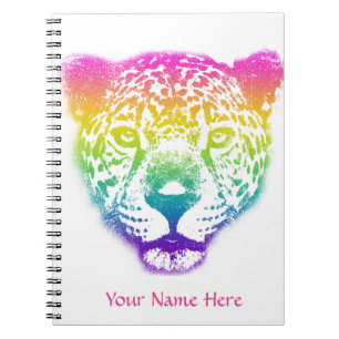 Rainbow Gradient Cheetah gezicht gepersonaliseerd Notitieboek