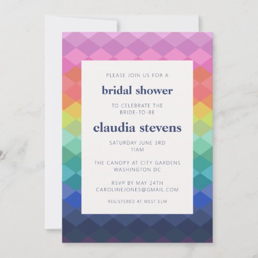 Rainbow Gradient Diamond Pattern Vrijgezellenfeest Kaart (Voorkant)