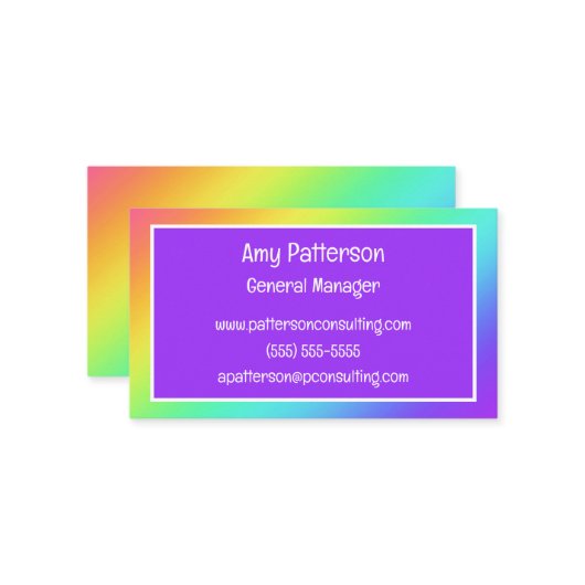 Rainbow Gradient en Paarse Visitekaartjes (Voorkant / Achterkant in situ)