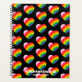 Rainbow Gradient Hearts Patroon Planner (Voorkant)