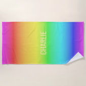Rainbow Gradient nom personnalisé serviette de pla (Devant)